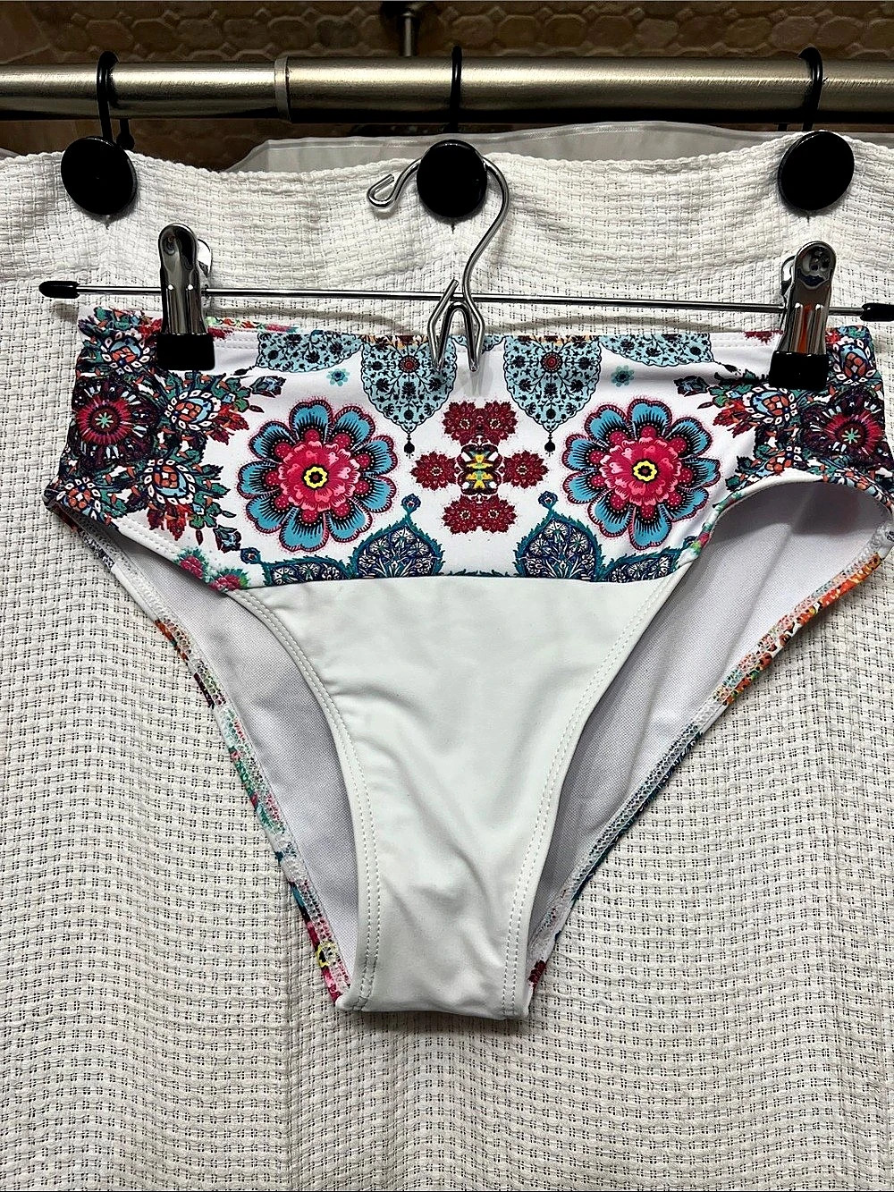 Floral Bikini Set in White & Multicolor Large Like New